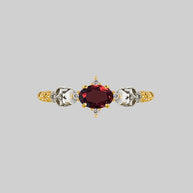 Garnet gemstone skull ring