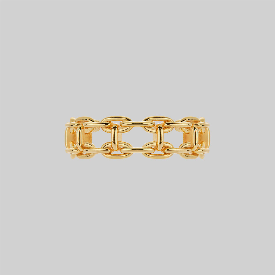 Gold double chain ring