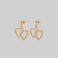 Gold double heart earrings