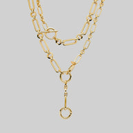 Gold double wrap ring and toggle necklace