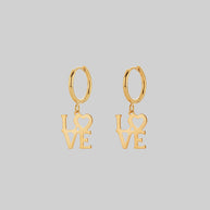 Gold love hoop earrings