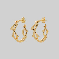 Gold thorn hoop earrings