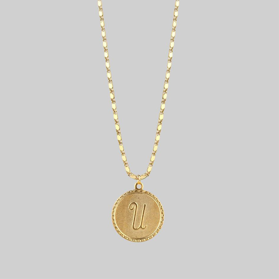 Initial Medallion Gold Necklace N Z REGALROSE