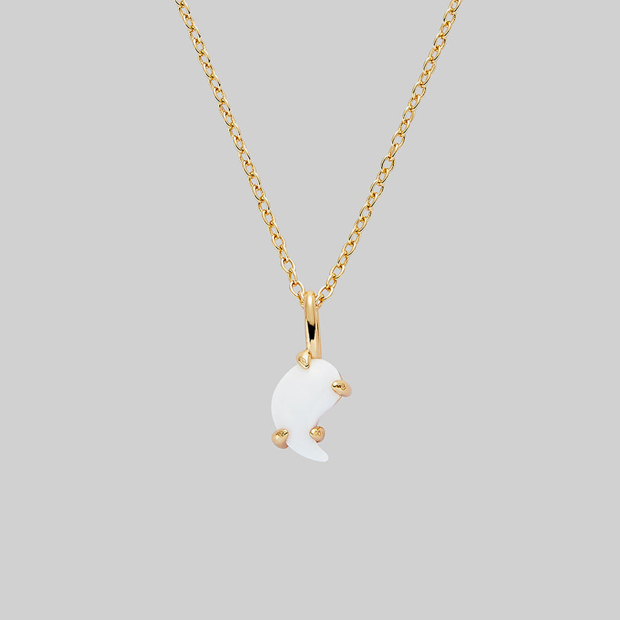 Gold Yin Yang pendant white stone necklace