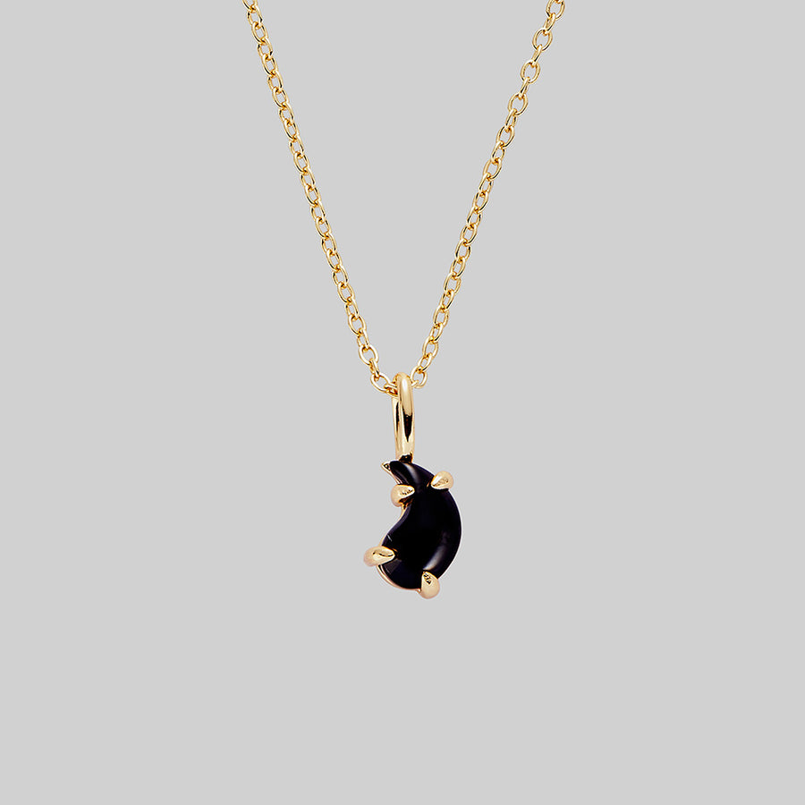 Gold Yin Yang pendant black stone necklace