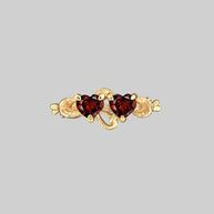 Gold and red valentines heart ring
