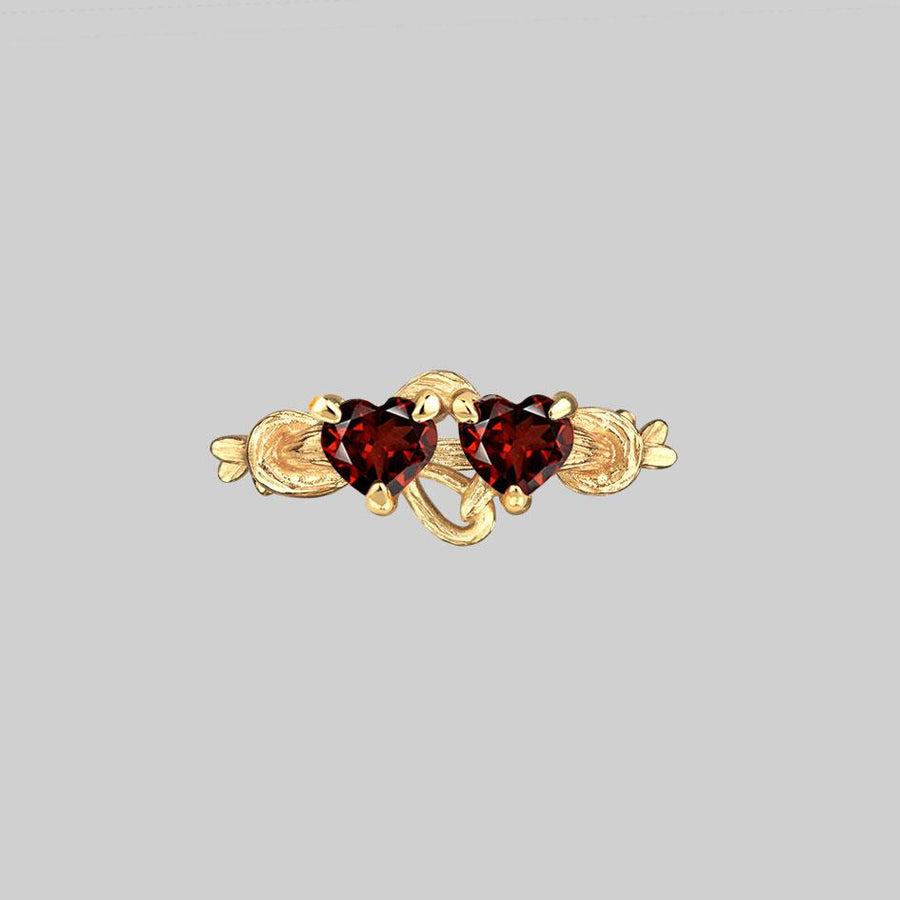 Gold and red valentines heart ring