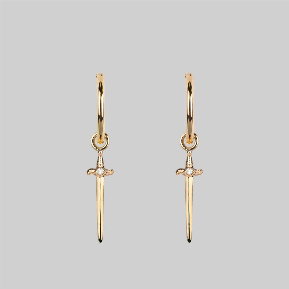 Gold dagger earrings