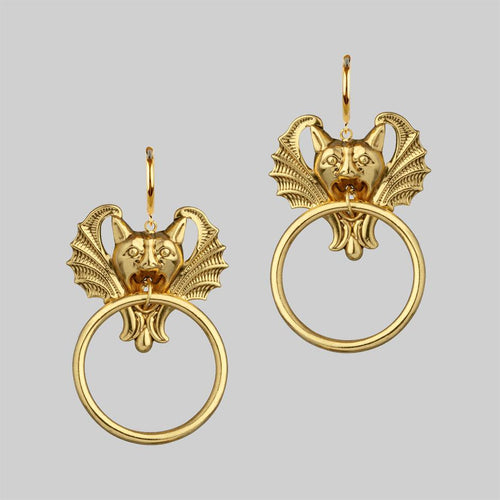 OPHELIA. Medieval Cross Hoop Earrings - Silver