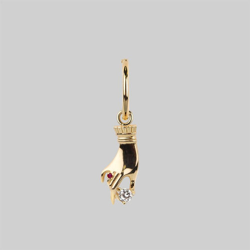 BETRAYAL. Cubic Zirconia Dagger Hoop Earrings - Gold