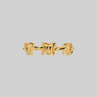 Gold heart barbed wire ring 