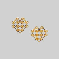 gold heart chain stud earrings
