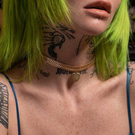 gold heart charm choker