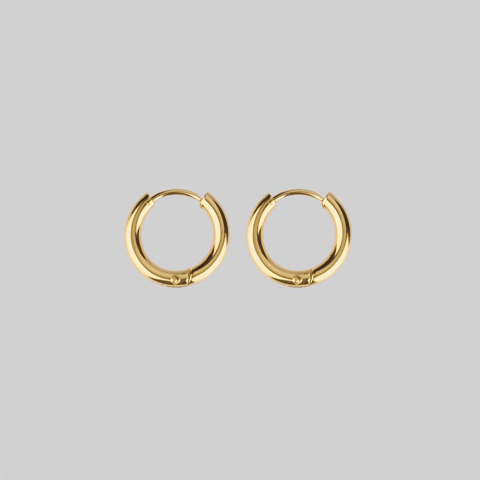 Small gold hinge huggie hoop earrings