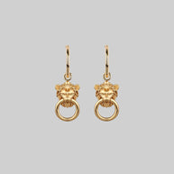 gold lion knocker earrings