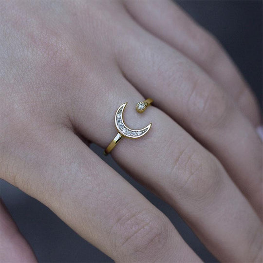 INDU. Moon & Star Gold Ring