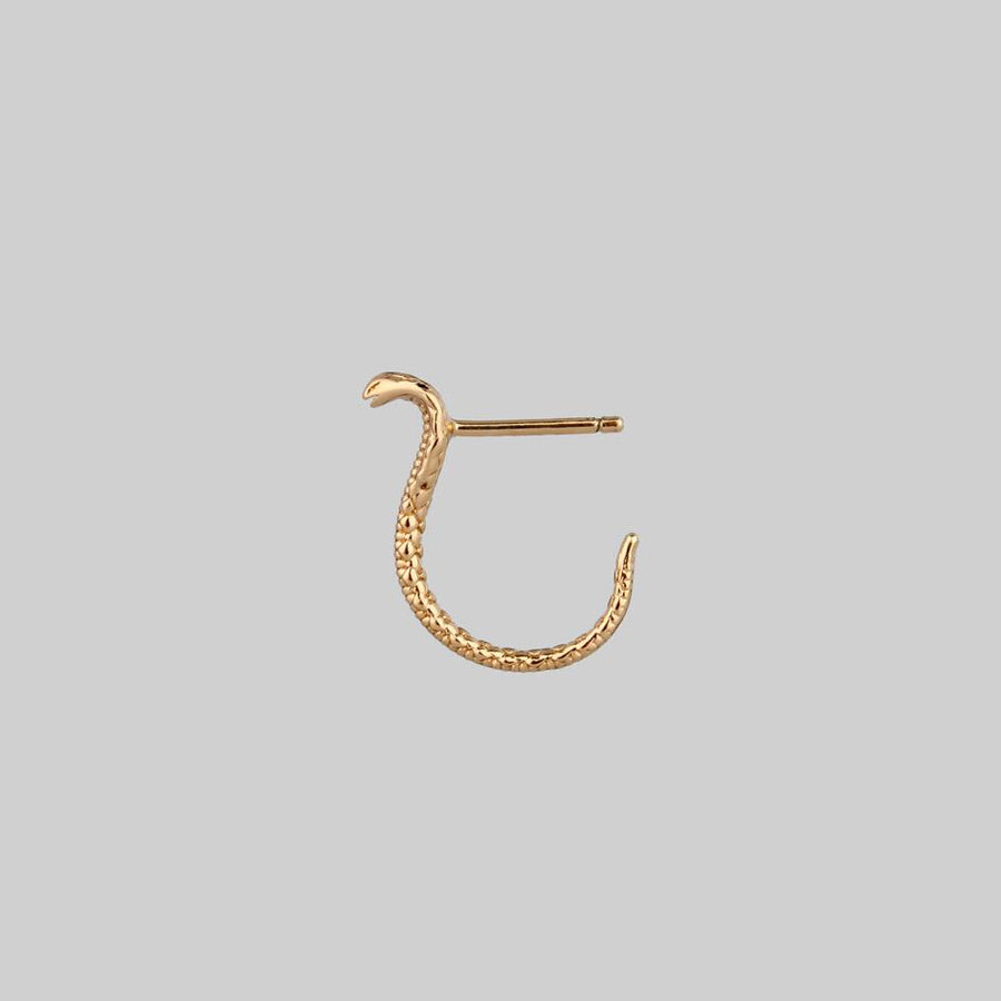gold snake stud curl earrings