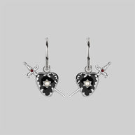 Silver and black heart earrings