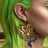 Huge heart gold hoop earrings