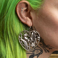 Huge heart silver hoop earrings