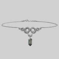 gothic snake choker with labradorite gemstone