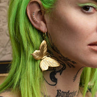 Large gold butterfly earrings 