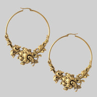 Gold floral hoop earrings