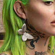 Large silver butterfly earrings