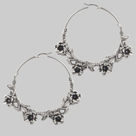 Large rose hoop earrings