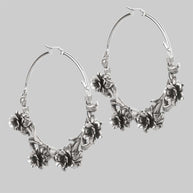 LAVISH. Wild Rose Hoop Earrings - Silver
