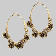 LAVISH. Wild Rose Hoop Earrings - Gold