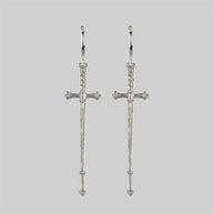 Long silver sword earrings