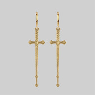 Gold sword hoop earrings