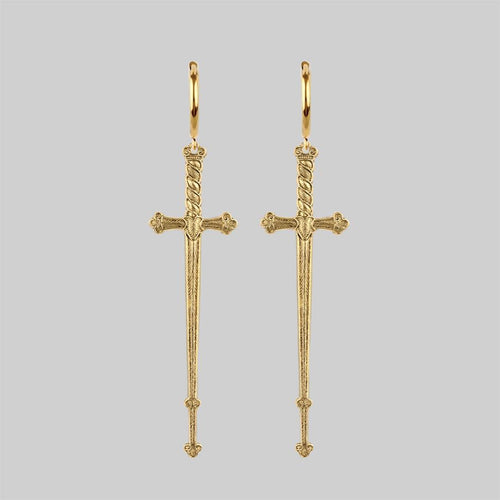 ABJURE. Crossed Swords & Onyx Heart Necklace - Silver