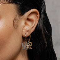 Love word dangly earrings