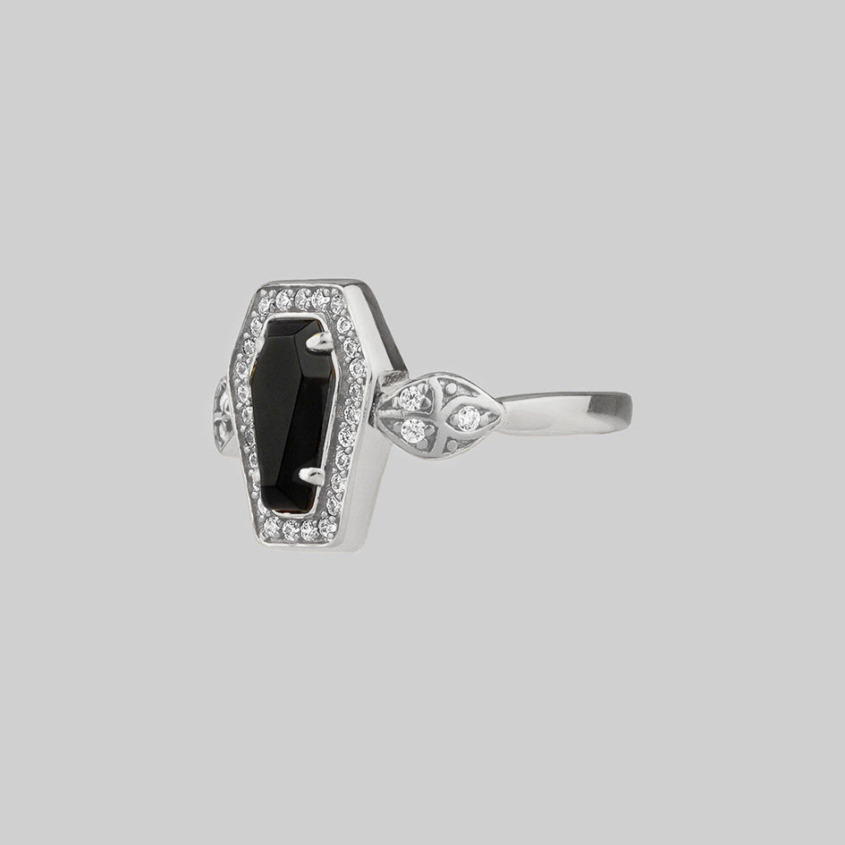 gothic coffin gemstone ring silver