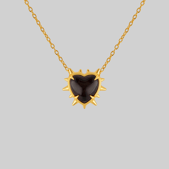 EMO. Spiked Heart Mood Necklace - Gold