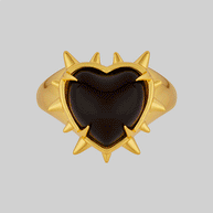 signet spiked heart mood stone ring 