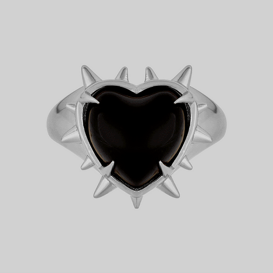 EMO. Spiked Heart Mood Ring - Silver