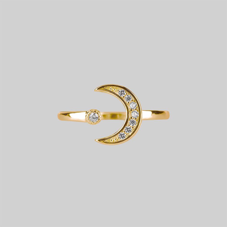 Moon and star gold ring