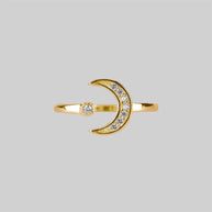 Moon and star gold ring