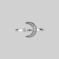 Moon and star silver ring