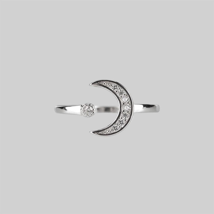 Moon and star silver ring