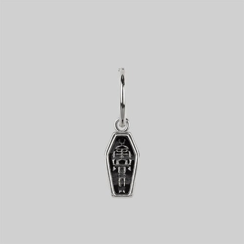 FORBIDDEN. Heart Dagger Hoop Earrings - Silver