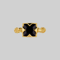 Onyx square gemstone gold ring