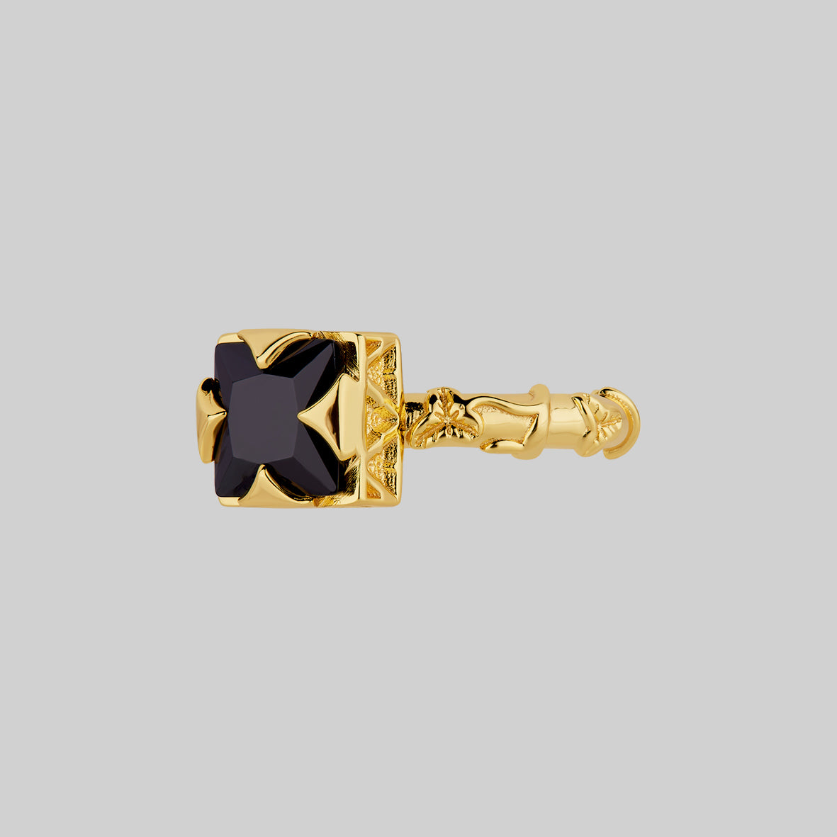 Onyx square gold ring