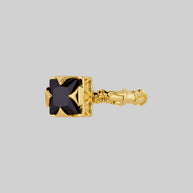 Onyx square gold ring