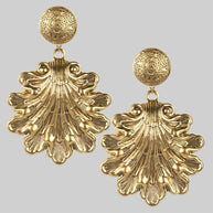 Huge gold shell earrings