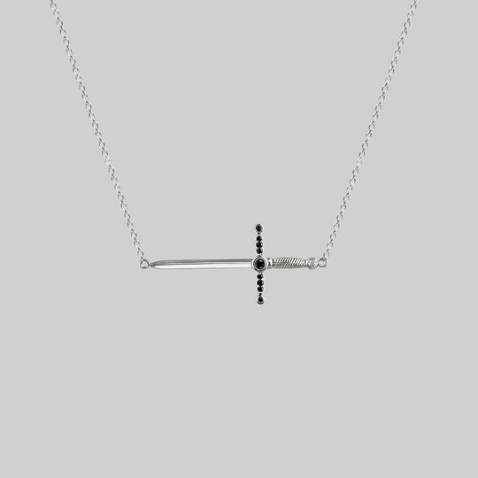 ELYSIAN. Black Spinel Dagger Necklace - Silver
