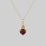 The Sacred Heart Garnet Necklace - Gold